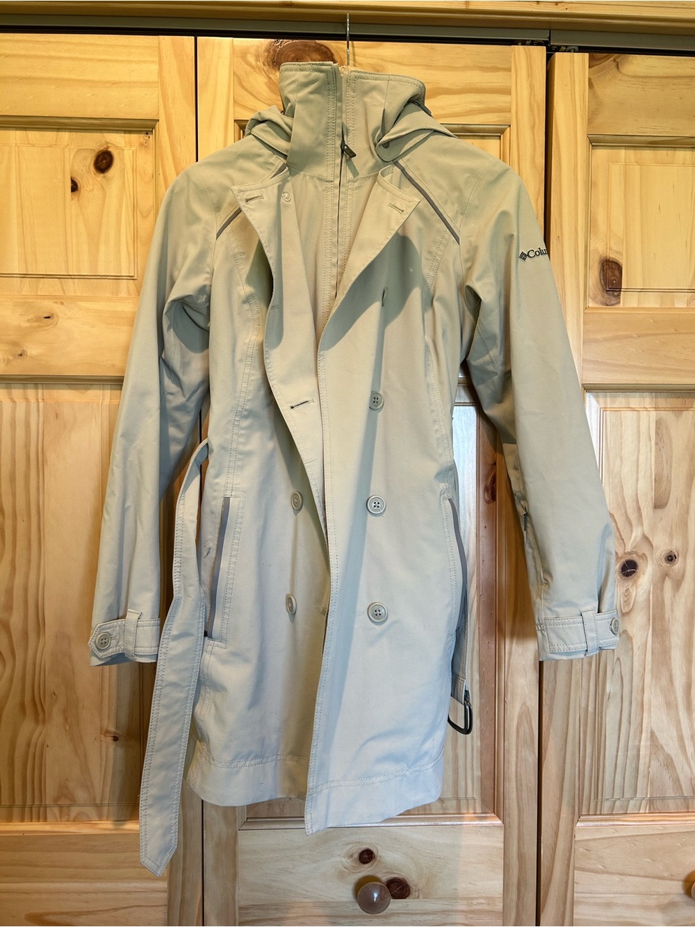 Columbia Beige Hooded waterproof trench Coat